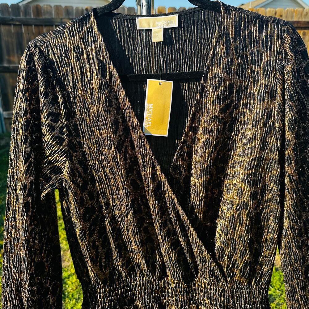 Michael Kors Leopard Black/Brown Dress Small - Picture 2 of 5